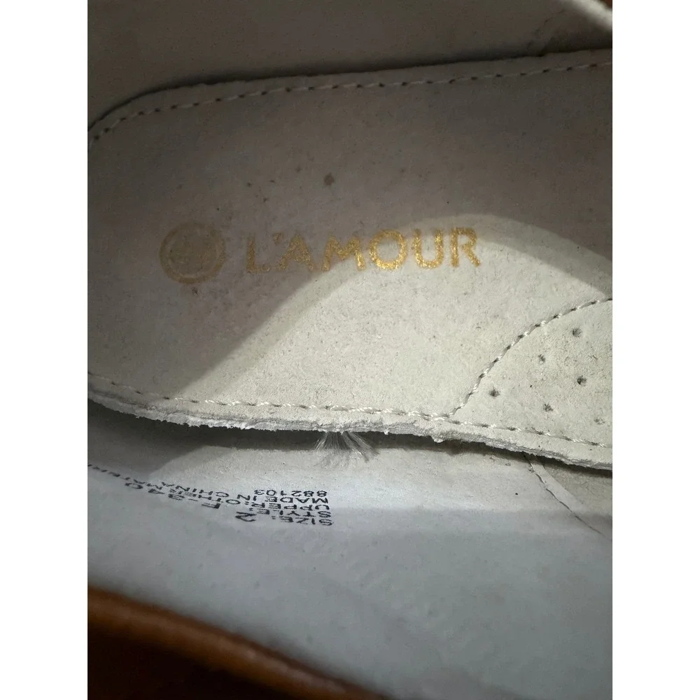 Kids L'amour Brown Leather Bow Buckle‎ Mary Jane Flats Shoes Size 2